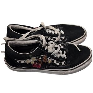 Vans Old Skool Checkered Embroidered Cherry, Floral, Butterfly Sneakers